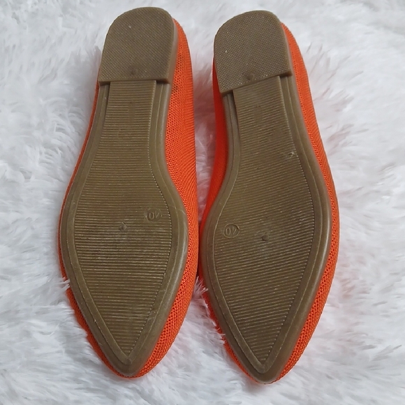 Orange Knit Pointed Toe Casual Bright Everyday Women's Flats - Picture 3 of 13